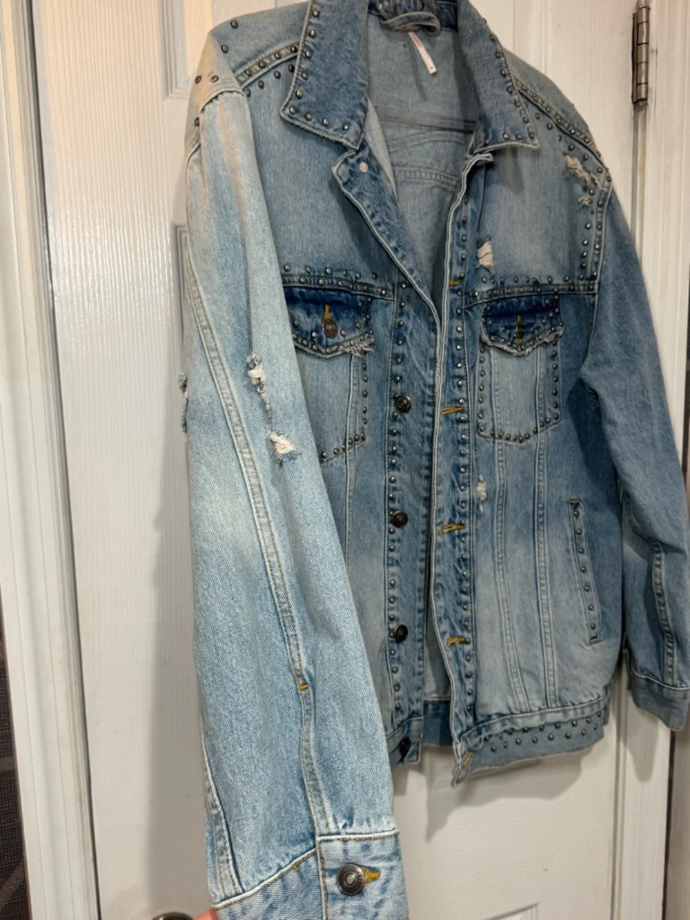 *RARE* Free People Studded Distressed embellished, Jean/denim jacket - Picture 3 of 9
